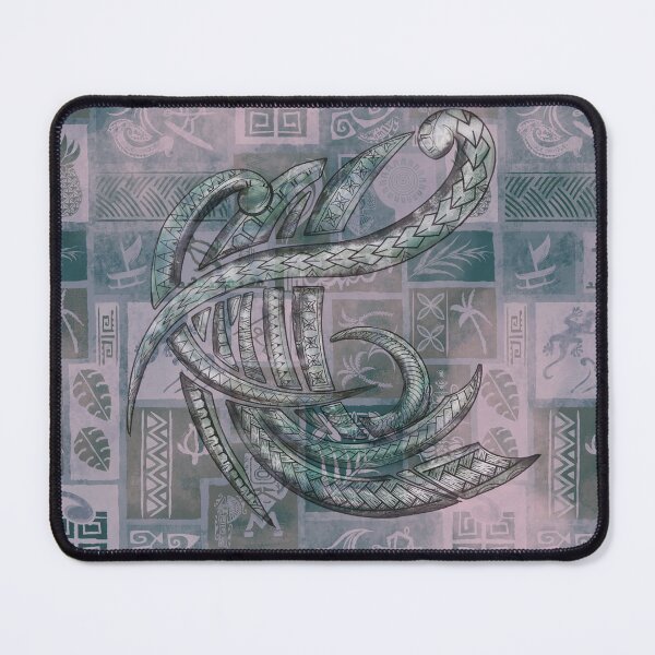 Item preview, Samoan - Hawaiian Vintage Faded Teal Painted Tapa Tribal Patchwork  designed and sold by sunnthreads.