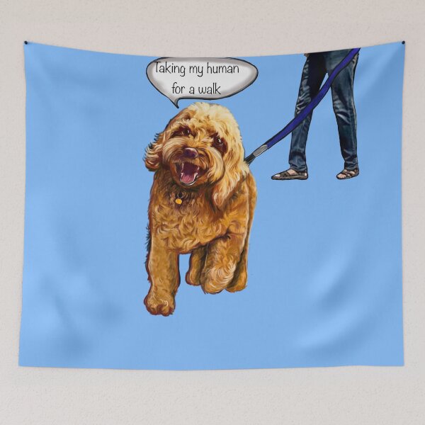 Item preview, Cavapoo puppy dog - Taking my human for a walk - cavalier king charles spaniel poodle, puppy love designed and sold by Artonmytee.