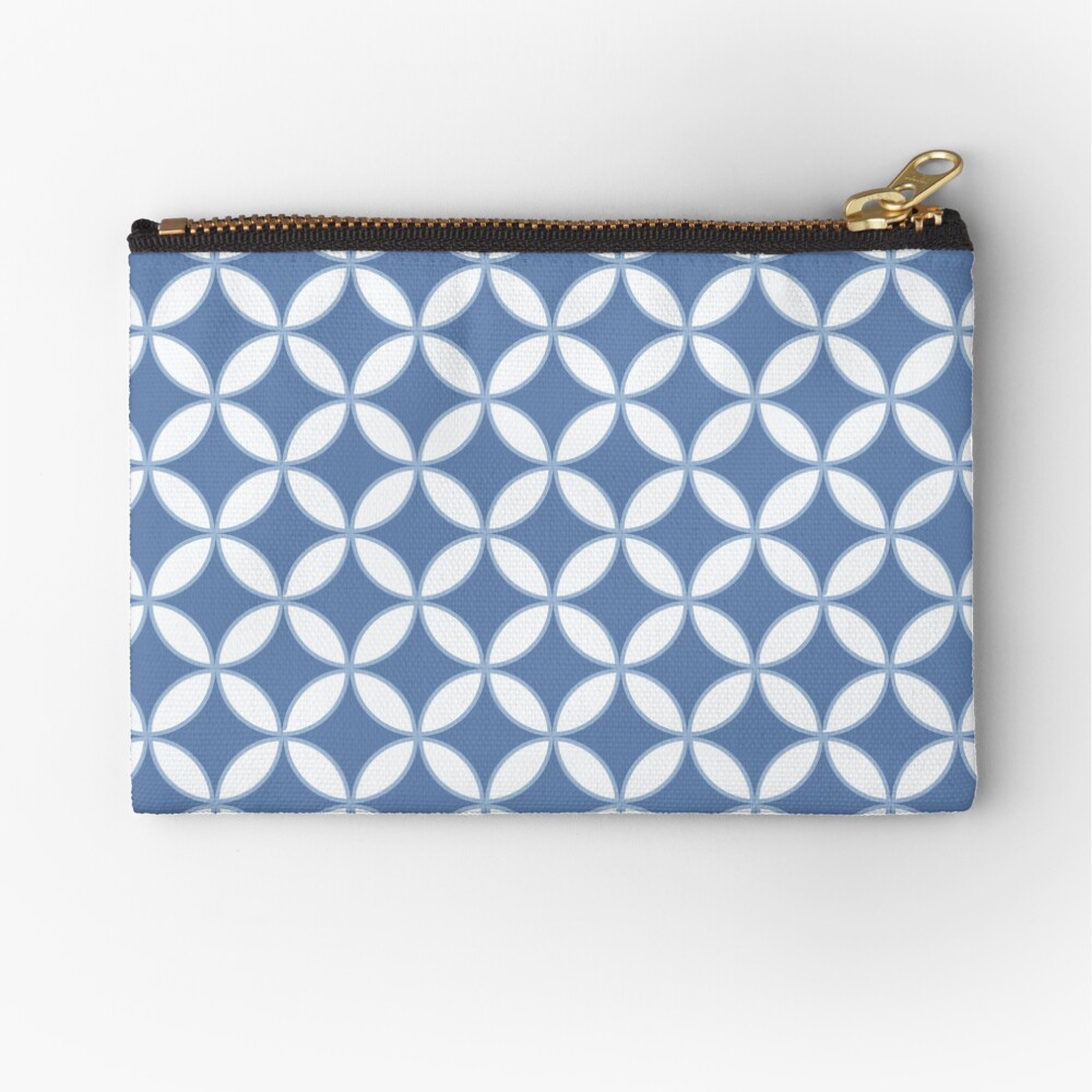 Pretty Blue and White Batik Pattern Zipper Pouch