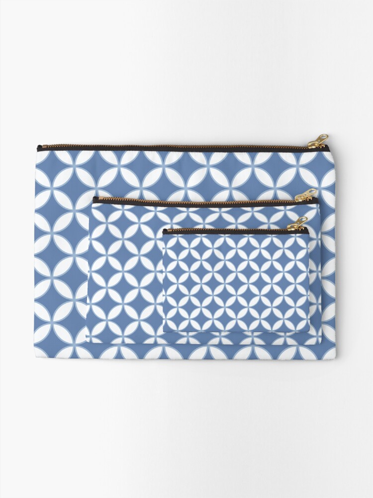 Alternate view of Pretty Blue and White Batik Pattern Zipper Pouch