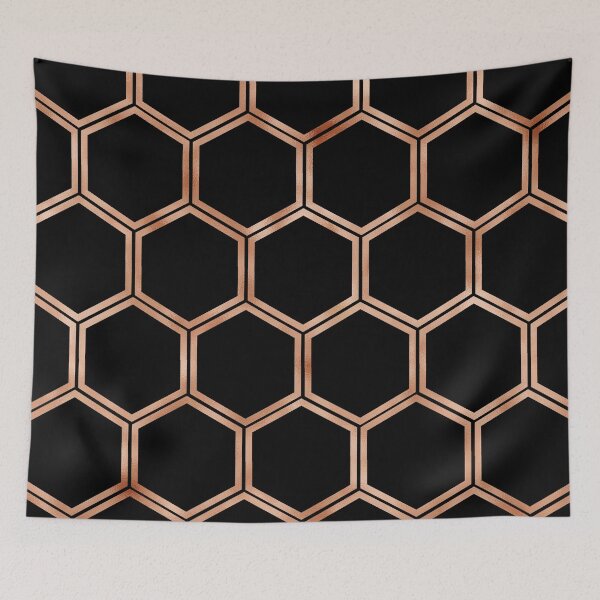 Item preview, Black onyx copper hexagons designed and sold by peggieprints.