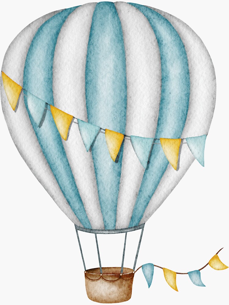 Teal, Yellow, and White Hot Air Balloon Sticker for Sale by Ashley-Luise