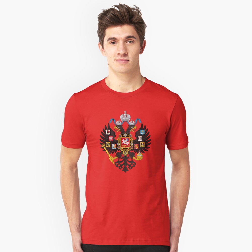 Pride Mens V-neck T-shirt Coat of Arms of the Russian Federation Rossiya ?????
