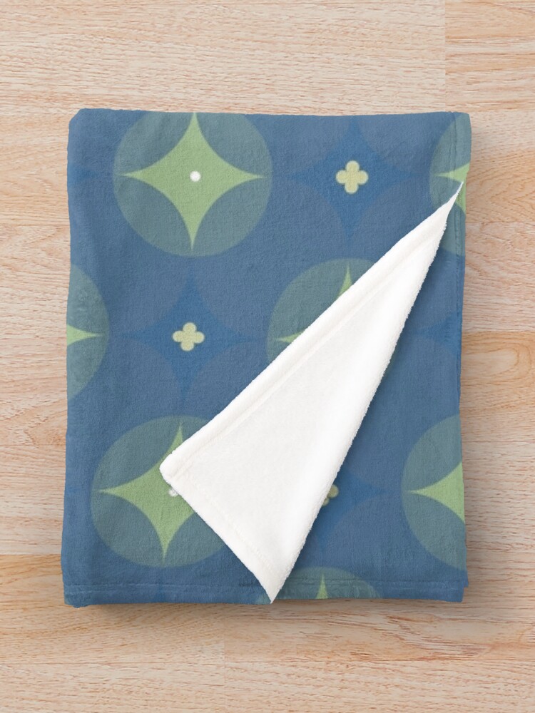 Alternate view of Retro Blue and Green Abstract Pattern Throw Blanket