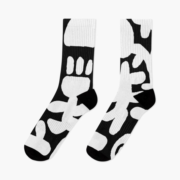 Item preview, White over Black Abstract Scandinavian Floral Pattern designed and sold by Deutschic.