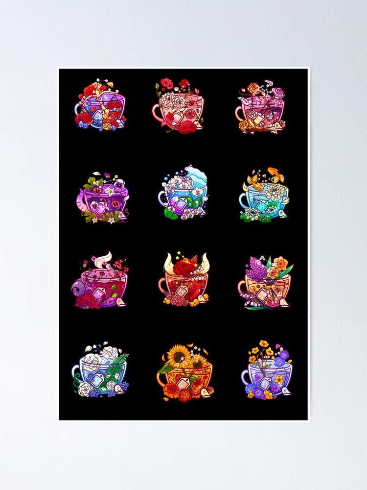 "Zodiac Teacup Collection" Poster for Sale by heysoleilart Redbubble