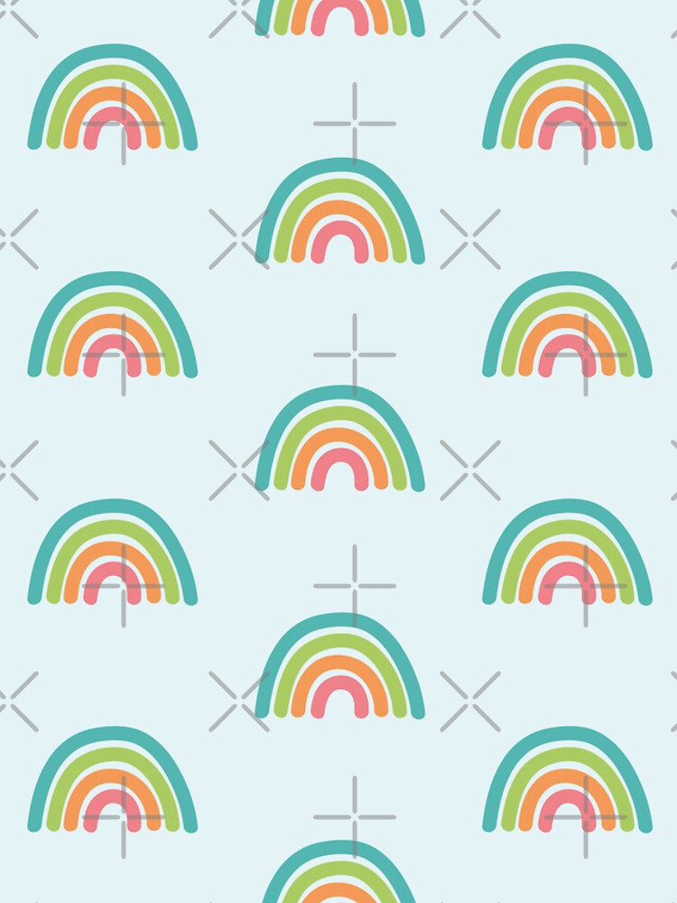 Colourful Rainbow Pattern on Pastel Teal Background iPhone Case