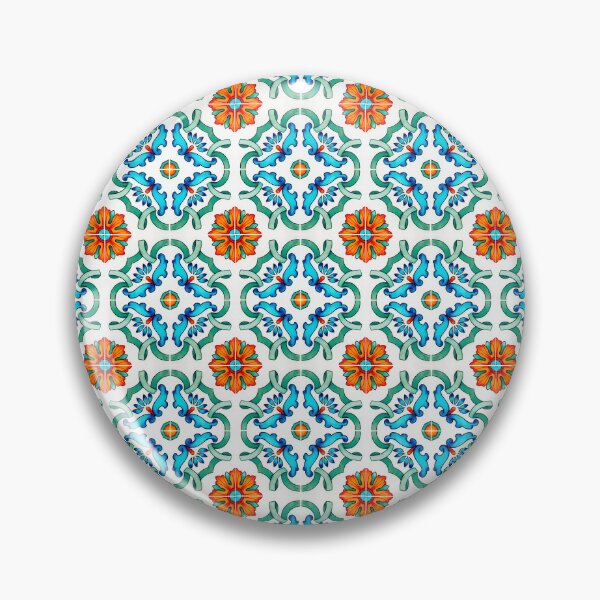 Item preview, Geometric tile pattern - Citrus, teal and aqua watercolor swirls and florals designed and sold by Orianah.