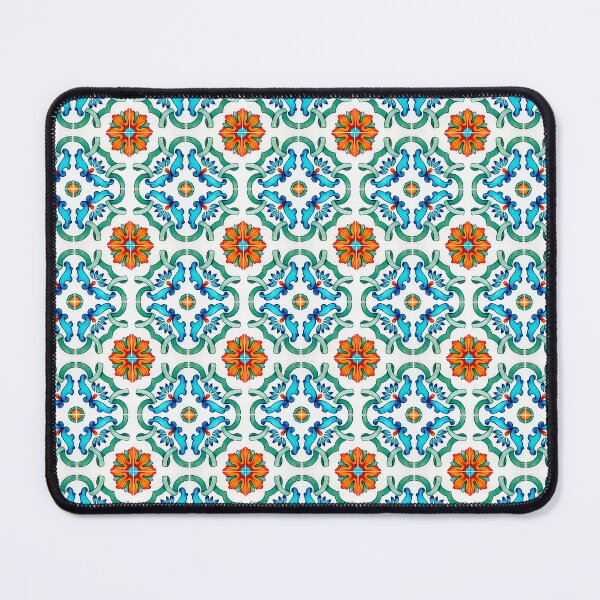 Item preview, Geometric tile pattern - Citrus, teal and aqua watercolor swirls and florals designed and sold by Orianah.
