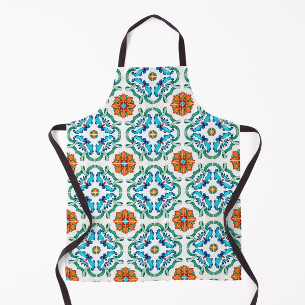 Item preview, Geometric tile pattern - Citrus, teal and aqua watercolor swirls and florals designed and sold by Orianah.