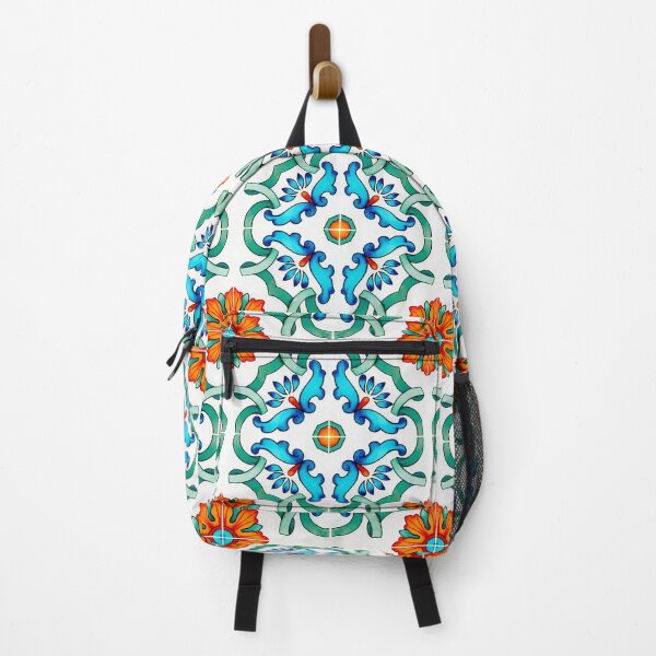 Item preview, Geometric tile pattern - Citrus, teal and aqua watercolor swirls and florals designed and sold by Orianah.