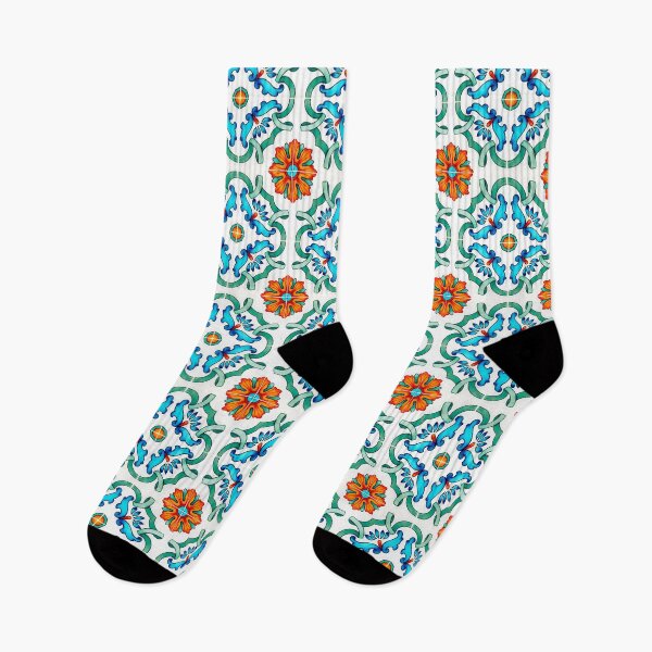 Item preview, Geometric tile pattern - Citrus, teal and aqua watercolor swirls and florals designed and sold by Orianah.