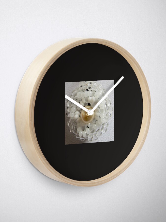 Alternate view of Christmas design White beaded flower Clock