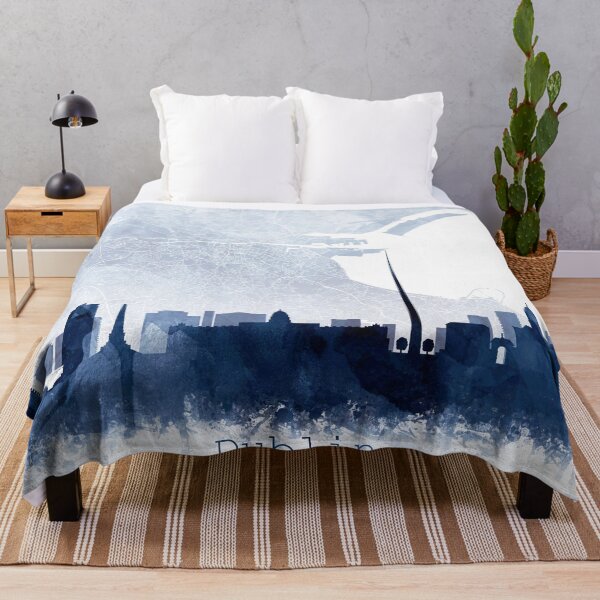 Item preview, Dublin Skyline & Map Watercolor Navy Blue, Print by Zouzounio Art designed and sold by zouzounioart.