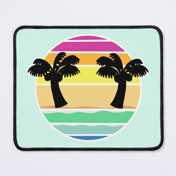 Item preview, Retro cartoon coconut tree beach striped circle designed and sold by MeltingQuill.