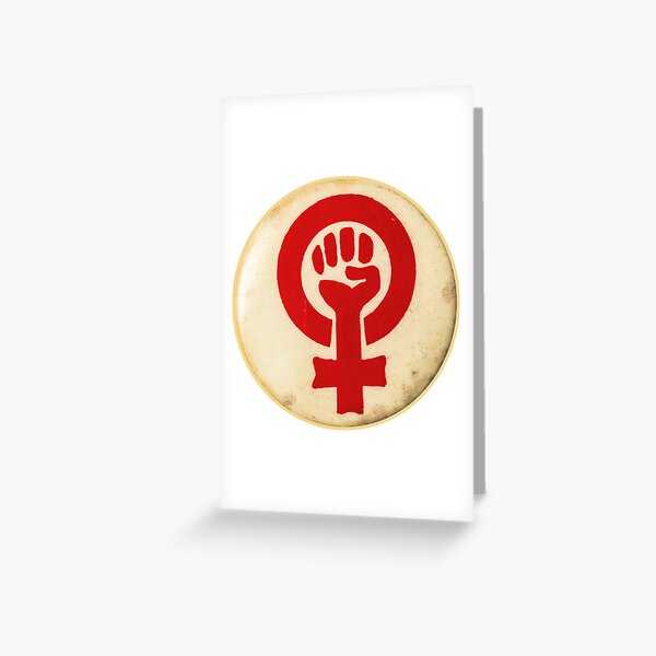 vintage feminist fist badge Greeting Card