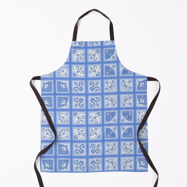 Item preview, White blue abstract pattern tiles designed and sold by ReflectedCrafts.