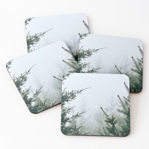 Item preview, Forest Photography - White mist around green conifer branches designed and sold by Tjokko-chan.