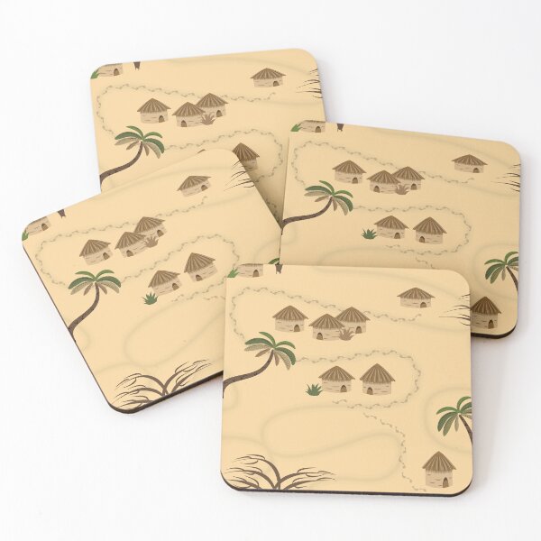 Item preview, Desert landscape, palms and huts designed and sold by ReflectedCrafts.