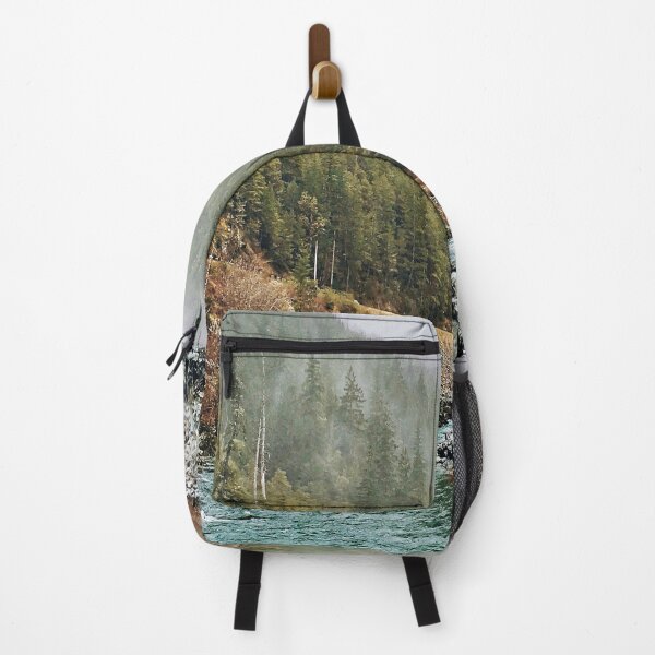 Item preview, Forest Photography - A man standing on jagged rocks in a fast-flowing river in the wilderness designed and sold by Tjokko-chan.