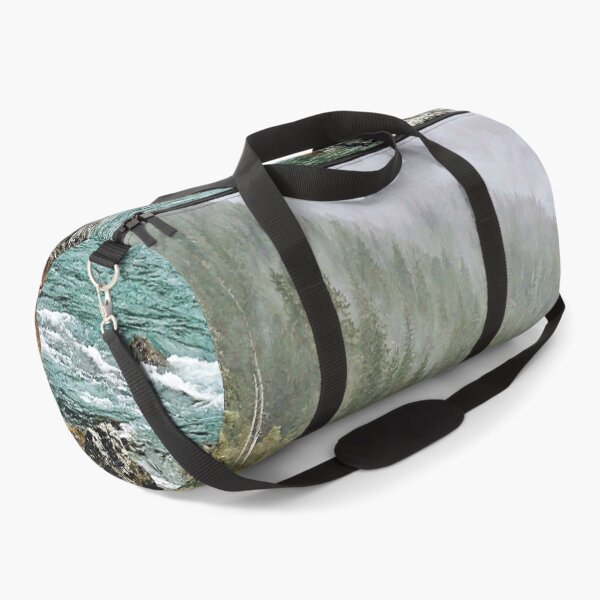 Item preview, Forest Photography - A man standing on jagged rocks in a fast-flowing river in the wilderness designed and sold by Tjokko-chan.