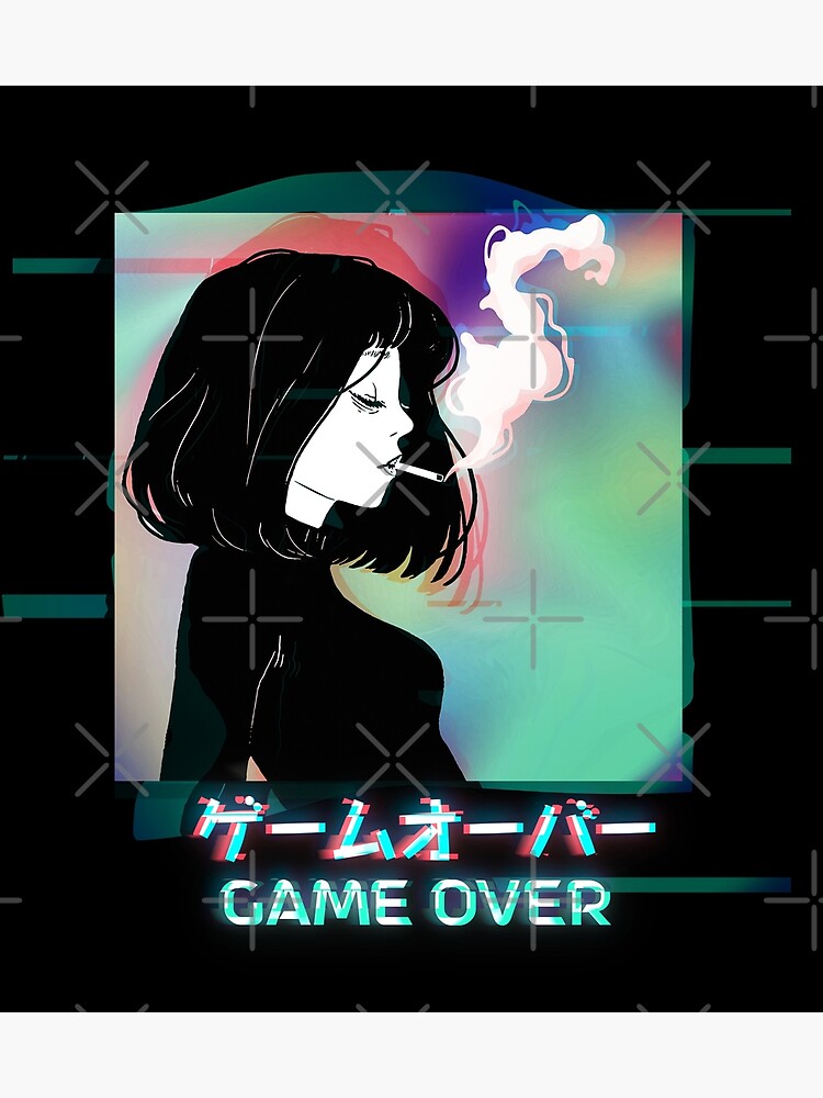 Japanese Vaporwave Sad Anime Girl Game Over Indie Aesthetic Poster For Sale By Finex999 