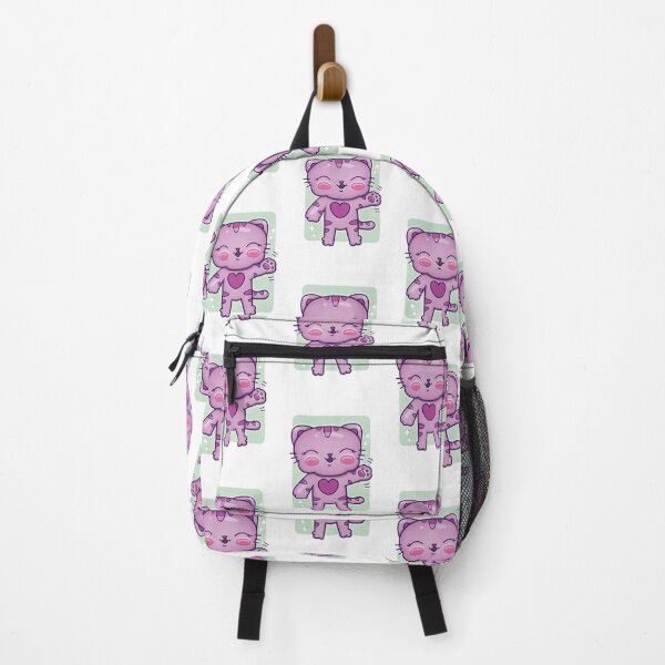 Item preview, Funny, Cute and Kawaii Purple Cat Waving Happily for Cats Lover designed and sold by NightGleam.