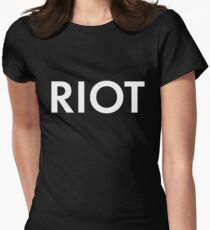 RIOT white Women's Fitted T-Shirt