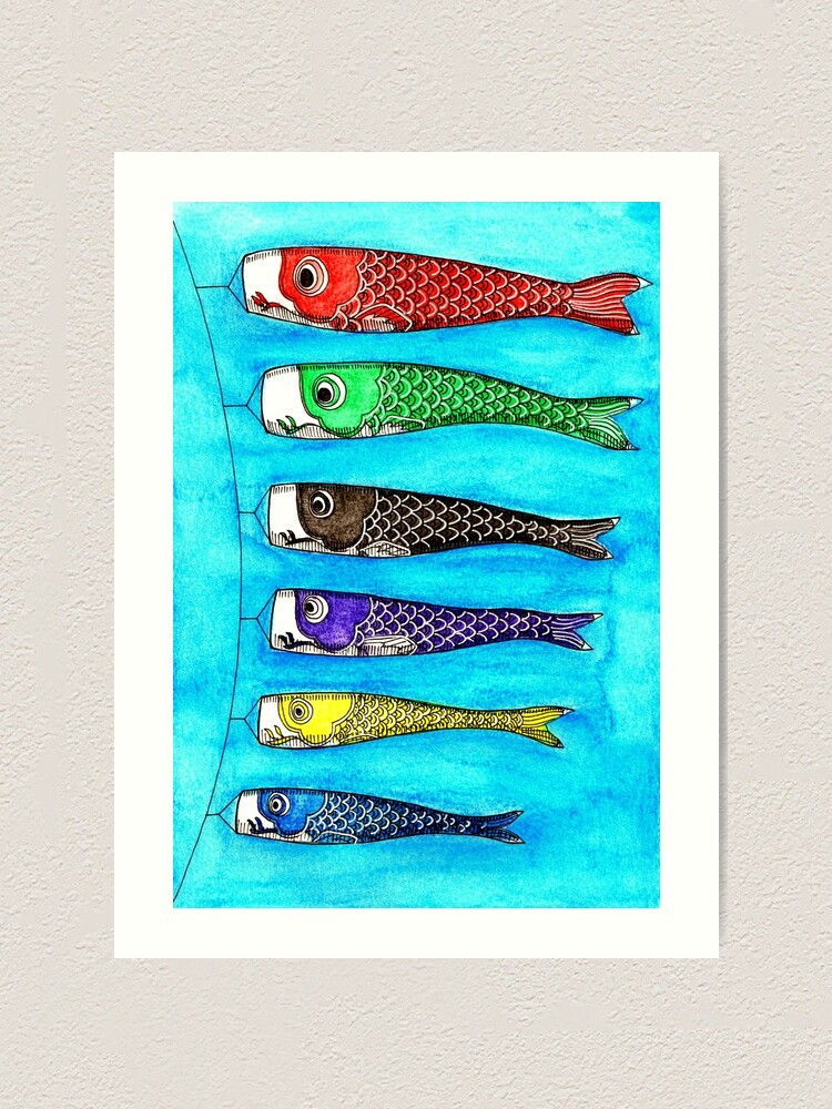 "Japanese Fish Kites" Art Print for Sale by TurtleVelocity Redbubble