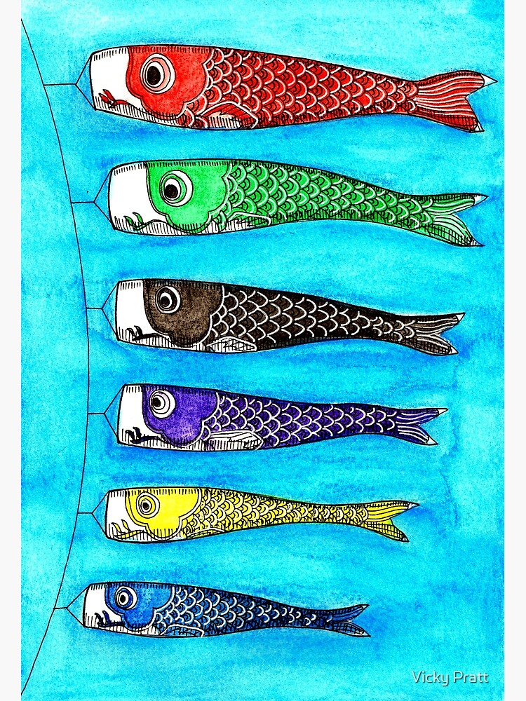 "Japanese Fish Kites" Art Print for Sale by TurtleVelocity Redbubble