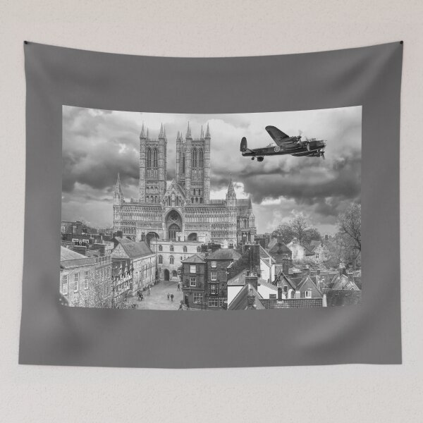 Item preview, Lincoln Cathedral Lancaster Flypast Monochrome  designed and sold by Alisonchambers2.