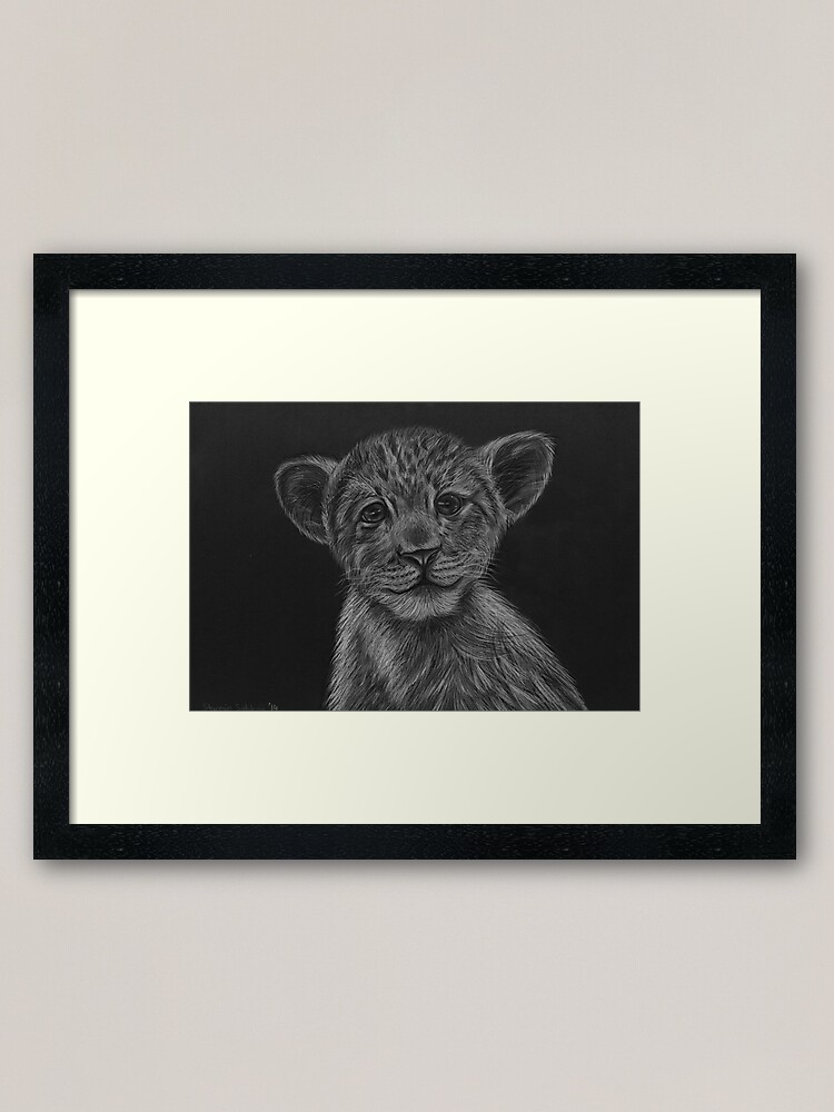 Alternate view of Lion cub sketch Framed Art Print
