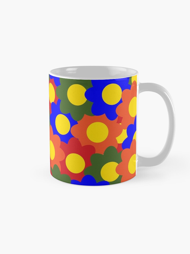 Alternate view of Colorful Flowers Red Blue Green Orange Mug