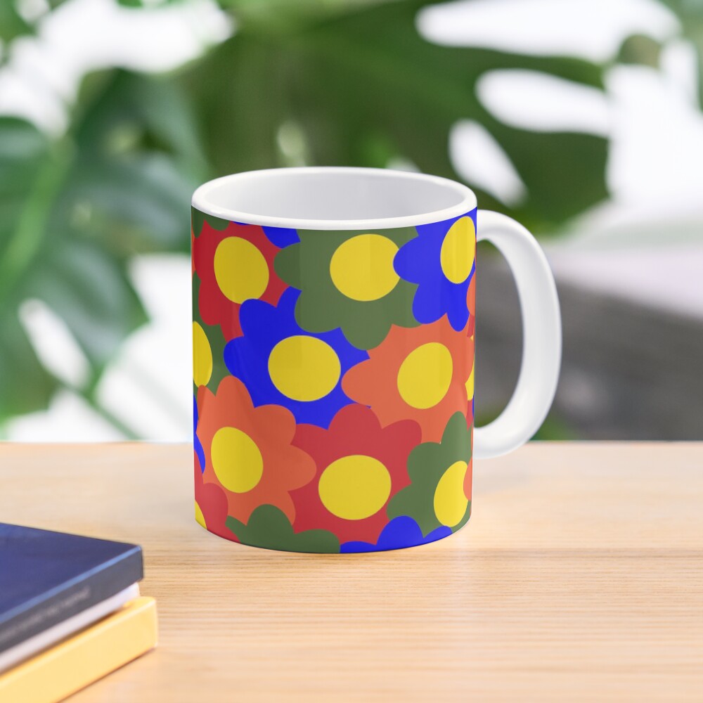 Colorful Flowers Red Blue Green Orange Mug