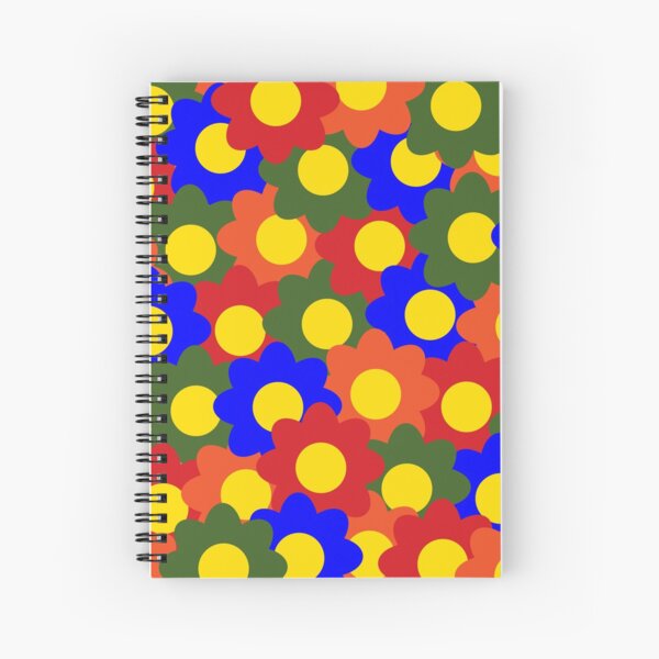 Colorful Flowers Red Blue Green Orange Spiral Notebook