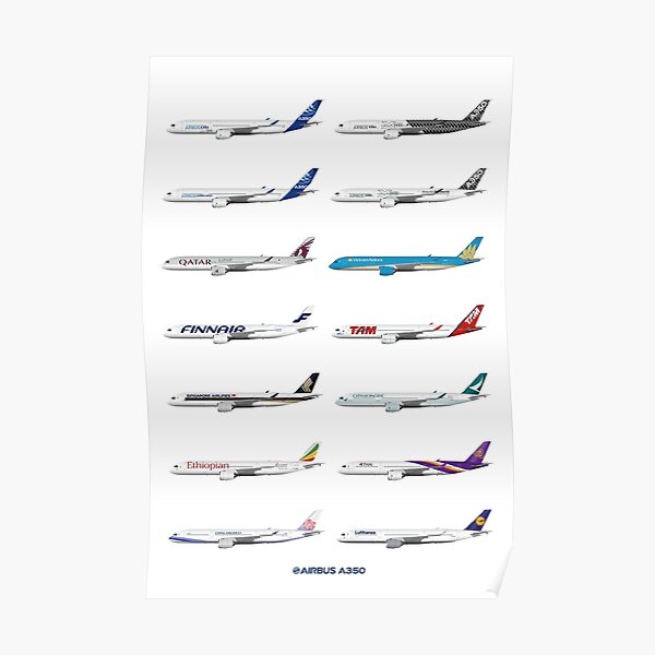 Airbus A350 Operators Illustration Poster