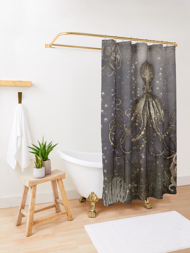Alternate view of Octopus' lair - Old Photo Shower Curtain