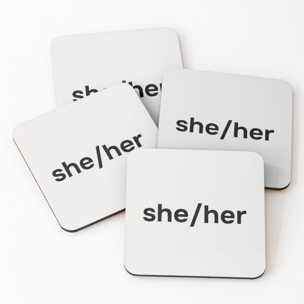 Item preview, She/her. Simple black lettering. designed and sold by helga-wigandt.