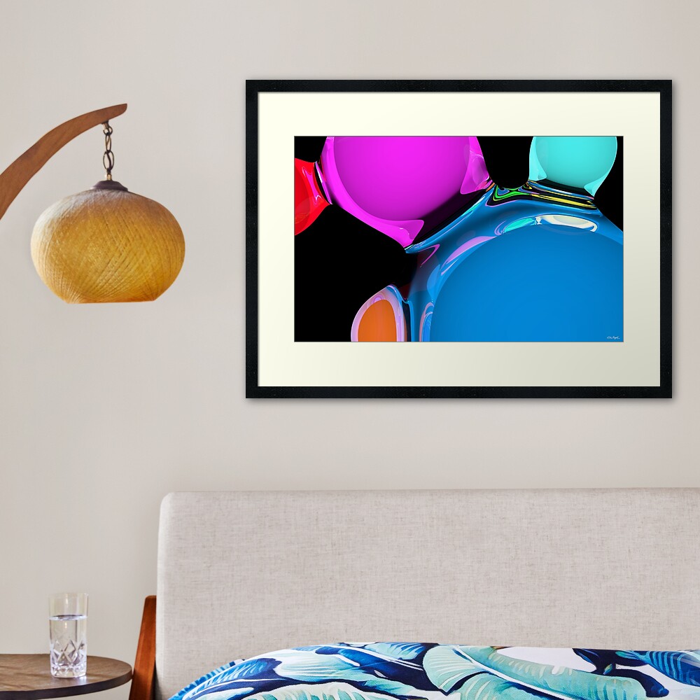 Neon Glas Gerahmter Kunstdruck