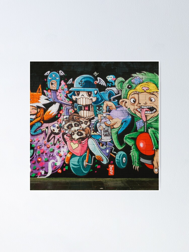 "cartoon wall art painting" Poster for Sale by DigitalChickHub Redbubble