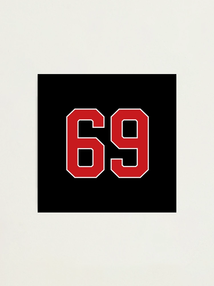 Number Sports Graphic 9インチ　 男性用　ブラック×レッド Sports Number 69, red black color lucky sport sixty nine