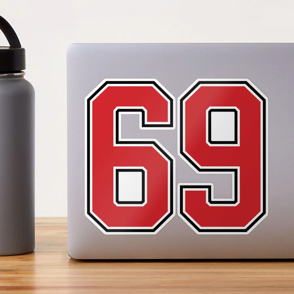 Sports Number 69, red black color lucky sport sixty nine