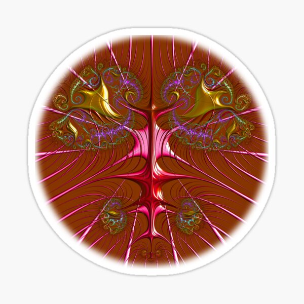 Fractal Red Spider Round Design Sticker