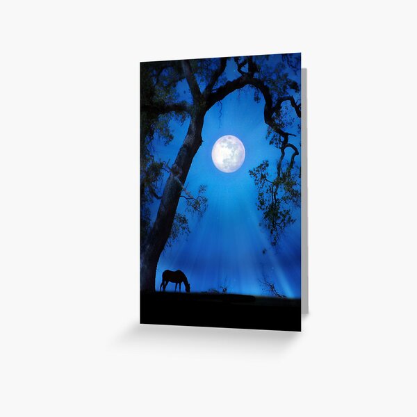 Aperçu de l'œuvre Blue Moon Horse et le chêne créée et vendue par Stephanie Laird.