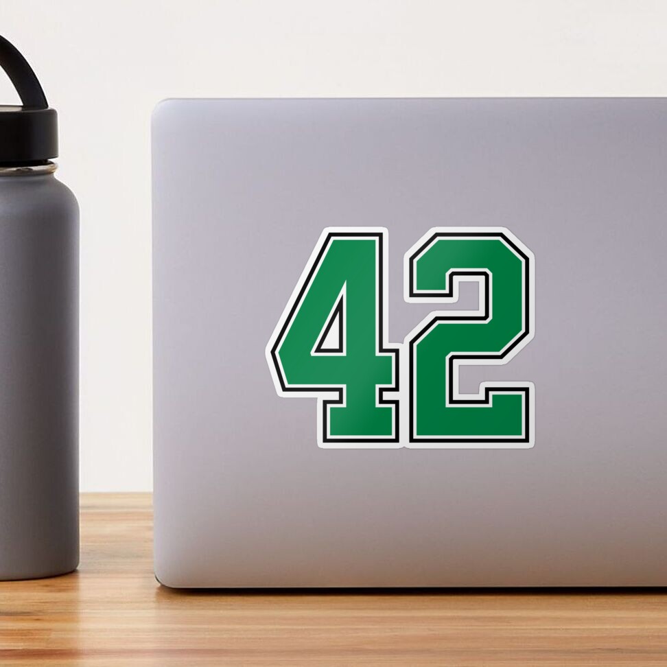 42 number, green lucky sports forty two | Sticker