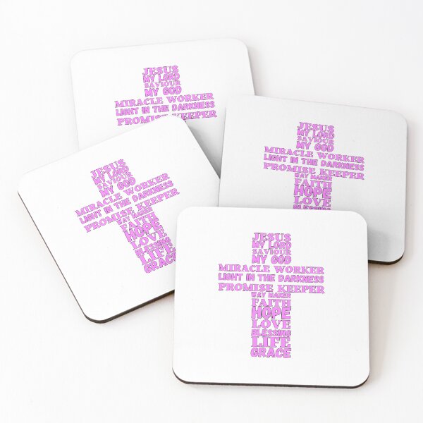 Item preview, Cross of words about Jesus Christ - Pinkish text designed and sold by AnnaBBS.