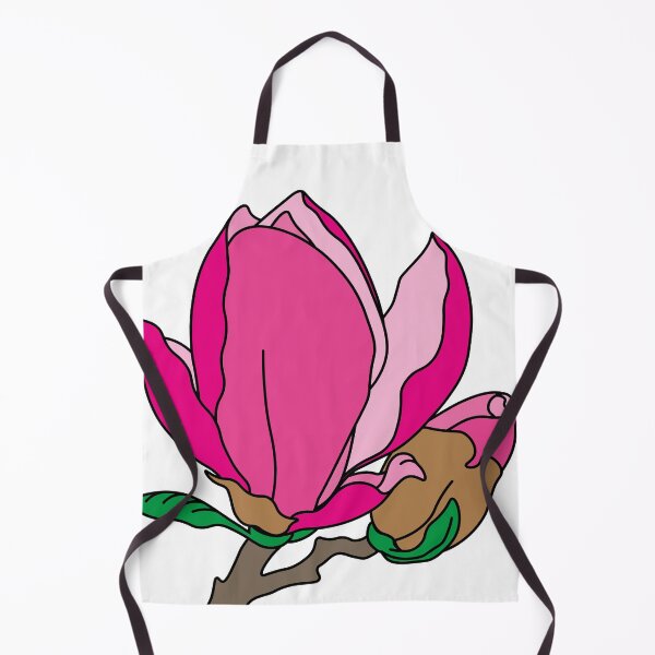 Aperçu de l'œuvre Branche de fleur rose de magnolia avec bourgeon et feuilles créée et vendue par floralfan.