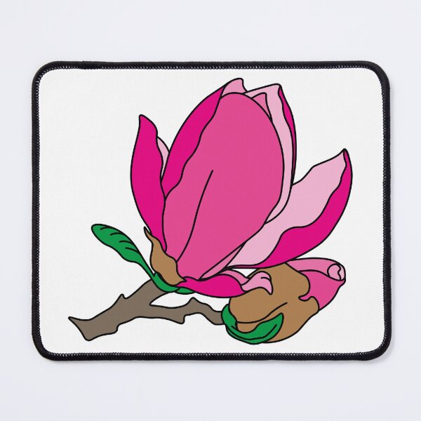 Item preview, Branch of magnolia pink flower with bud and leaves designed and sold by floralfan.