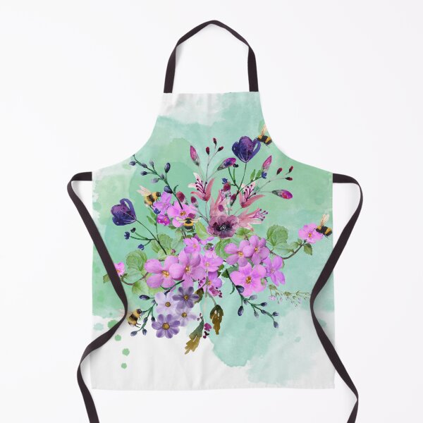 Aperçu de l'œuvre Fleurs de printemps avec bourdons et fond turquoise créée et vendue par tomorrowsart.