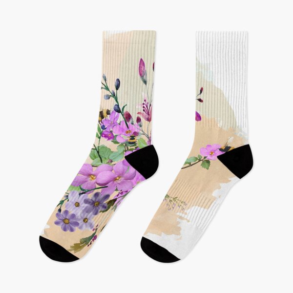 Aperçu de l'œuvre Fleurs de printemps avec bourdons et fond de pêche créée et vendue par tomorrowsart.